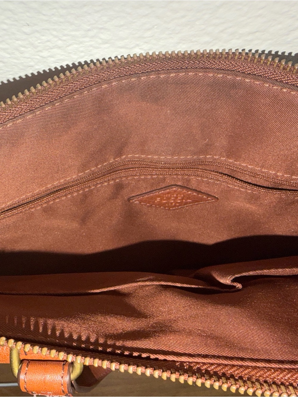 Fossil Cognac Leather Satchel with Gold Hardware - Picture 5 of 6